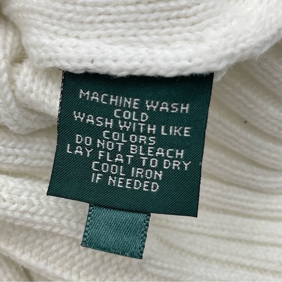 Lauren Ralph Lauren WhiteCotton Ribbed Button-Neck Sweater Womens XL Preppy - Picture 10 of 12